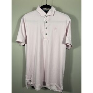 Greyson Men's Golf Polo Pink Striped Size Medium Short Sleeve Custom Embroid (O)